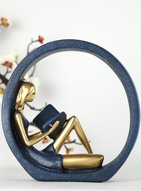 看书OK女孩现代简约摆件创意客厅玄关酒柜新房装饰品书房书柜摆件