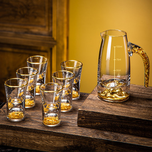 高档轻奢水晶玻璃白酒杯套装 一口小酒杯子二两分酒器酒具 家用中式