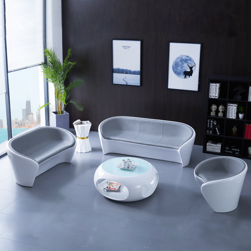 接待桌椅组合休息区洽谈圆形茶几桌椅4S店铺售楼部影楼会客沙发椅