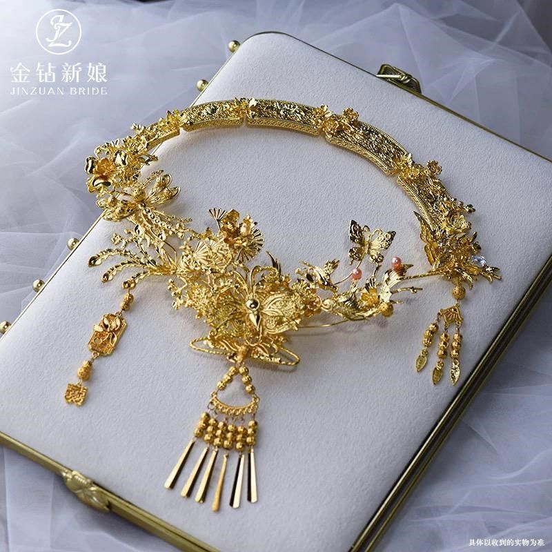 中式新娘婚礼精致镂空金色团扇秀禾服头饰摄影古风汉服龙凤褂配饰,家居饰品,工艺扇/团扇/喜扇/折扇,淘宝优惠券,粉丝福利购,淘宝优惠卷