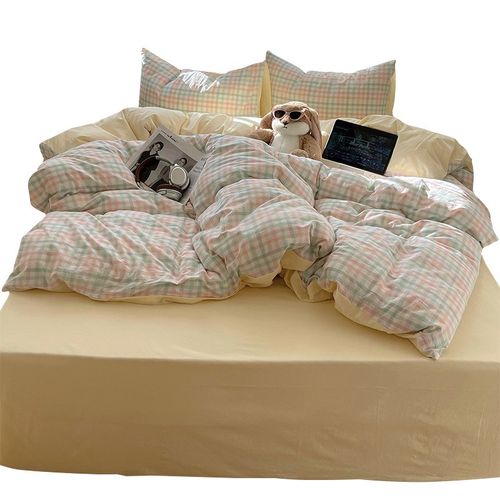 床上四件套纯棉床单被罩三件套全棉被套水洗棉床品套件床笠款