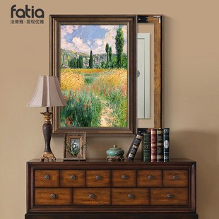 莫奈名画美式电表箱装饰画竖款2021新款欧式电闸盒遮挡画油画挂画