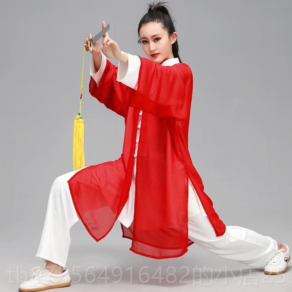 正品太女披纱单件服太极拳表演中国风武飘逸舞蹈服男披极风披肩术图片