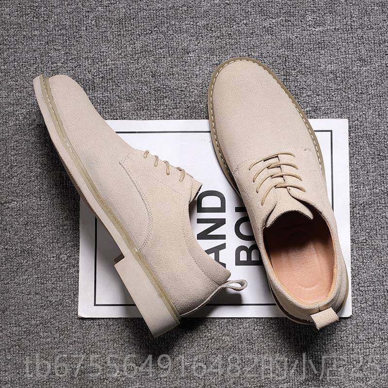 正品季男鞋秋麂磨皮靴男低帮英国真皮底商务休闲软砂麂皮皮鞋