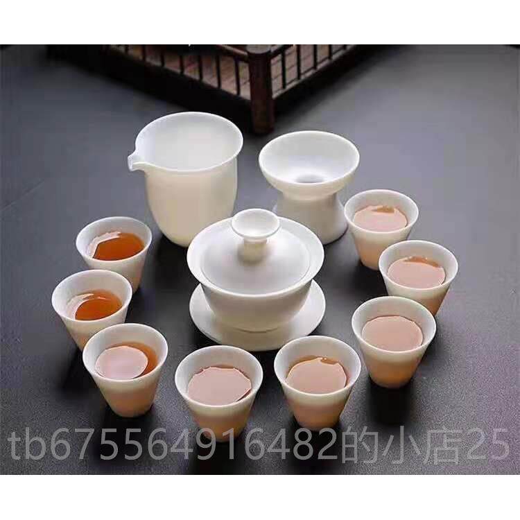 正品羊脂玉白功夫茶具瓷套组家用办公德化瓷茶壶茶杯碗盖整套礼盒