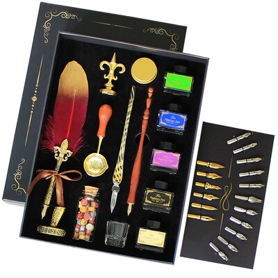 教师节礼物羽毛笔魔法学院英伦火漆印章套装蘸水笔欧式复古鹅毛笔