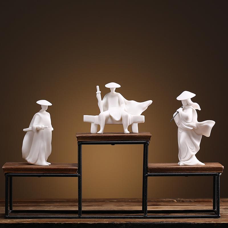 武侠历史人物摆件陶瓷客厅书房禅意装饰盆景造景桌面工艺品礼品