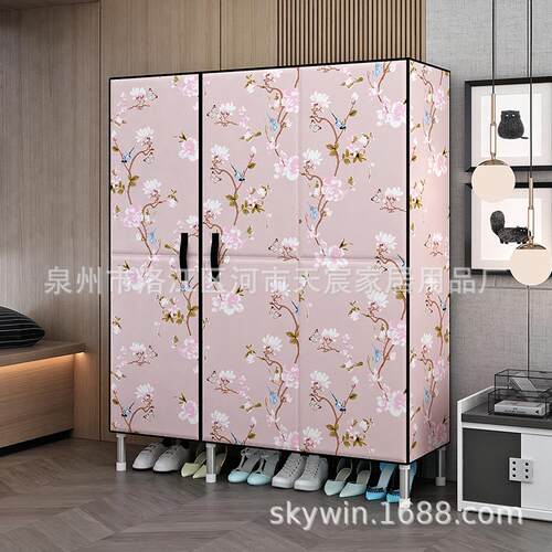 开门式加厚KT板布衣柜钢管加粗加固出租房卧室家用简易柜KT087125