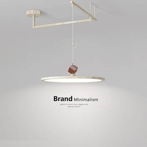 餐厅吊灯创意飞碟极简现代简约奶油风吧台饭厅摇臂餐桌灯中山灯具