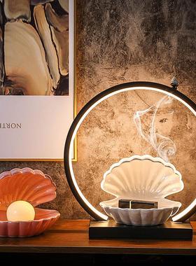 贝壳珍珠小夜灯新中式灯圈摆件 ins风少女心工艺品客厅卧室装饰品