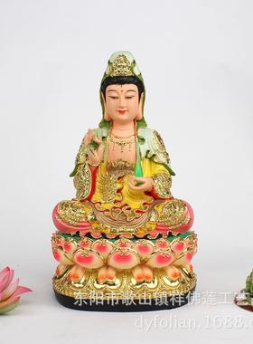 树脂玻璃钢佛像寺庙祠堂工艺品摆件 极彩莲花观音菩萨