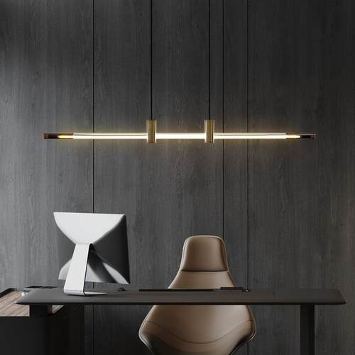 创意餐厅一字形长条设计师吧台北欧岛台办公桌餐桌样板间玻璃吊灯