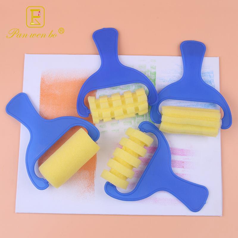 攀文博 4个滚轮海绵印章 海绵刷 边框刷创意DIY儿童学生美术用品