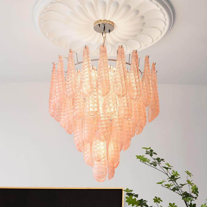 中古风全光谱粉色新款客厅灯复古卧室吊灯法式别墅餐厅设计师吊灯