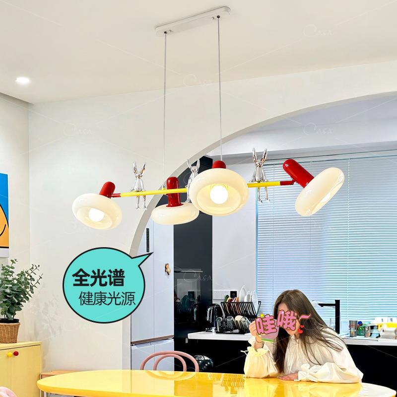 奶油风兔子餐厅吊灯全光谱孟菲斯创意卡通吧台餐桌长条灯具 casa