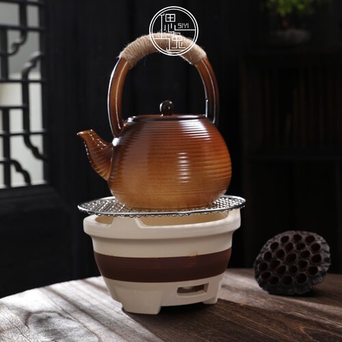 围炉煮茶室内碳火炉玻璃烤茶器商用港式打边炉砂锅泥炉火锅烧烤炉