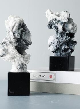 新中式太湖石假山雕塑摆件别墅电视柜玄关书柜抽象假山禅意装饰品