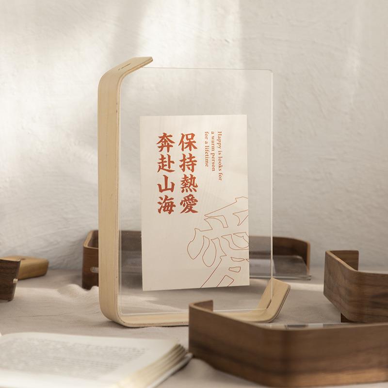 木质亚克力6寸相框摆台实木桌面照片墙干花植物标本框情侣diy相框