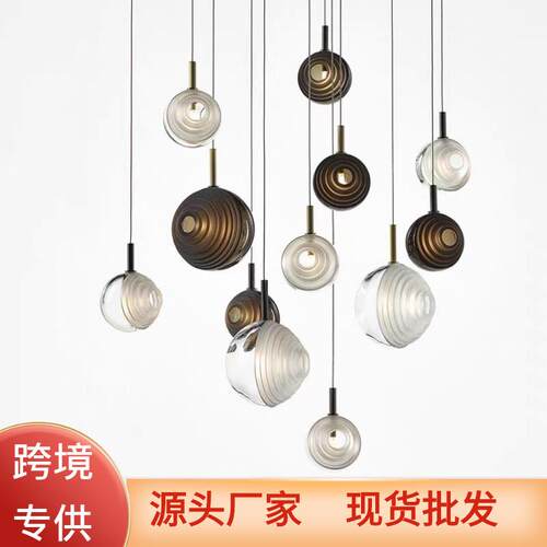 后现代别墅楼梯玻璃小吊灯简约创意餐厅吧台单个个性卧室床头灯具