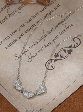 真金电镀微镶锆石气质锁骨链女韩国时尚设计感爱心项链网红风颈链