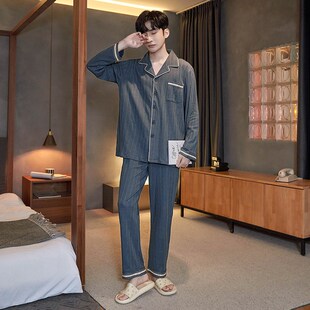 家居服秋季 男士 秋冬大码 春秋新款 全棉套装 睡衣男纯棉男式 男款 长袖