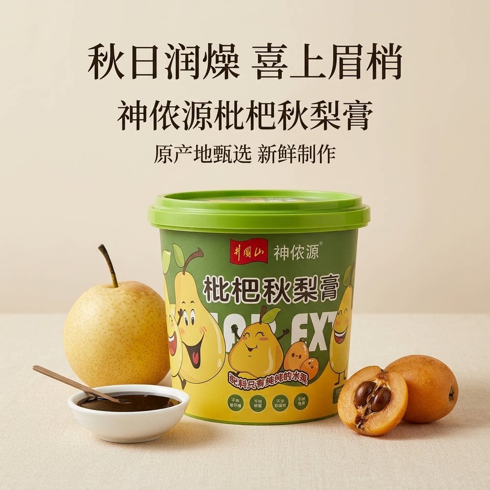 神侬源枇杷秋梨膏鲜梨泡水贝比纯水果熬制便携配料干净润喉护嗓