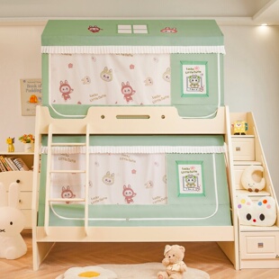2025新款儿童城堡上下铺子母床遮光帘蚊帐家用卧室直梯柜梯床纱帐