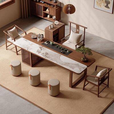 椅中代式茶桌岩板客厅GQW茶台现体功夫简约办公室桌桌一椅组合