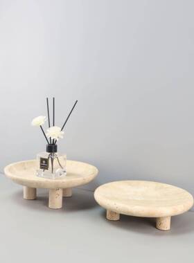 餐现代简厅约几何大理石洞石托盘摆件厅玄关酒店样板QIV房客家居