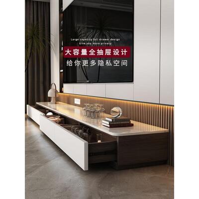 轻奢电意奶油式风岩板木视柜简RCG约现代客实厅小户型柜