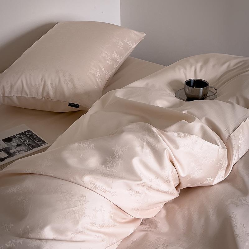 轻奢10S0全棉贡缎提花床上四件套单纯棉裸睡床被套罩1./QZF8m米床