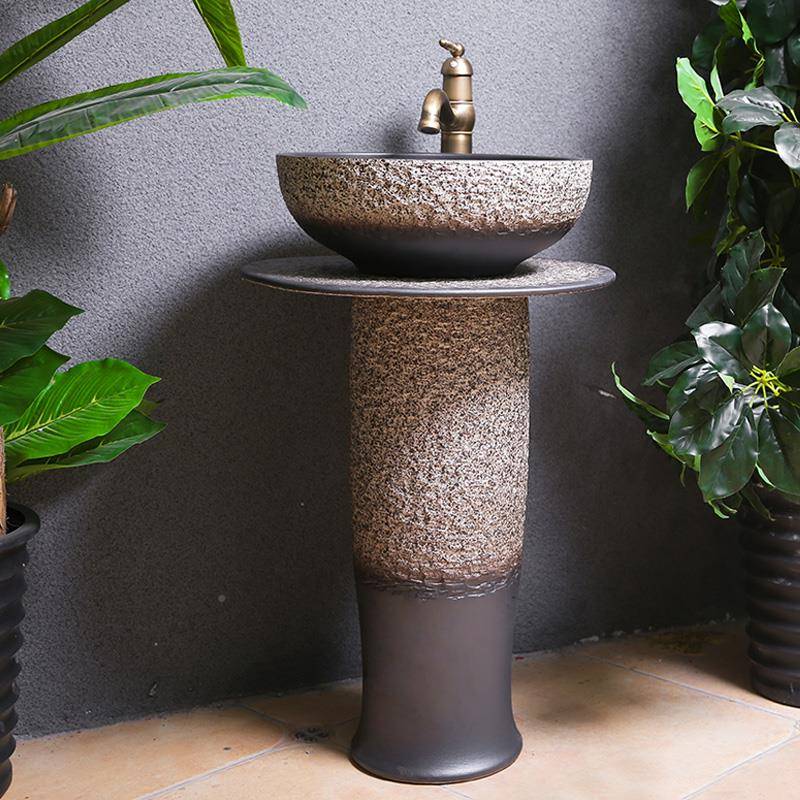 阳陶瓷立柱盆体地式洗手台盆台卫生间383艺术花落园户一外洗脸池