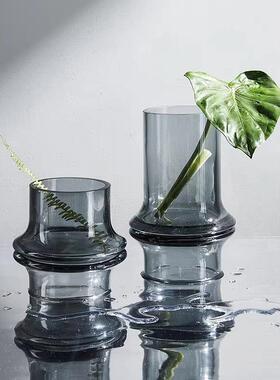 严轻奢风色烟竹节形花灰瓶家用房间客TM-64739厅电选视柜透明玻璃