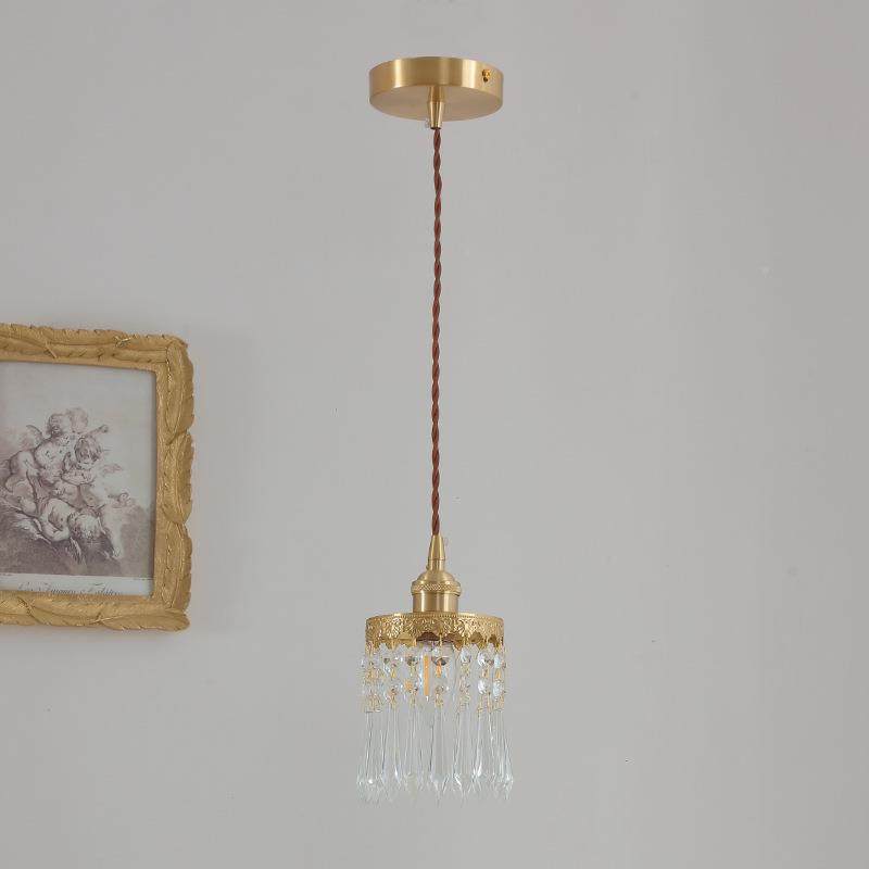 式中法古水晶吊灯式复小美古轻奢卧室床头过道飘窗吧台全34铜灯具