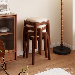 超级舒服软包板凳端坐感云餐厅高小EES凳可叠用摞实木凳子家卧室