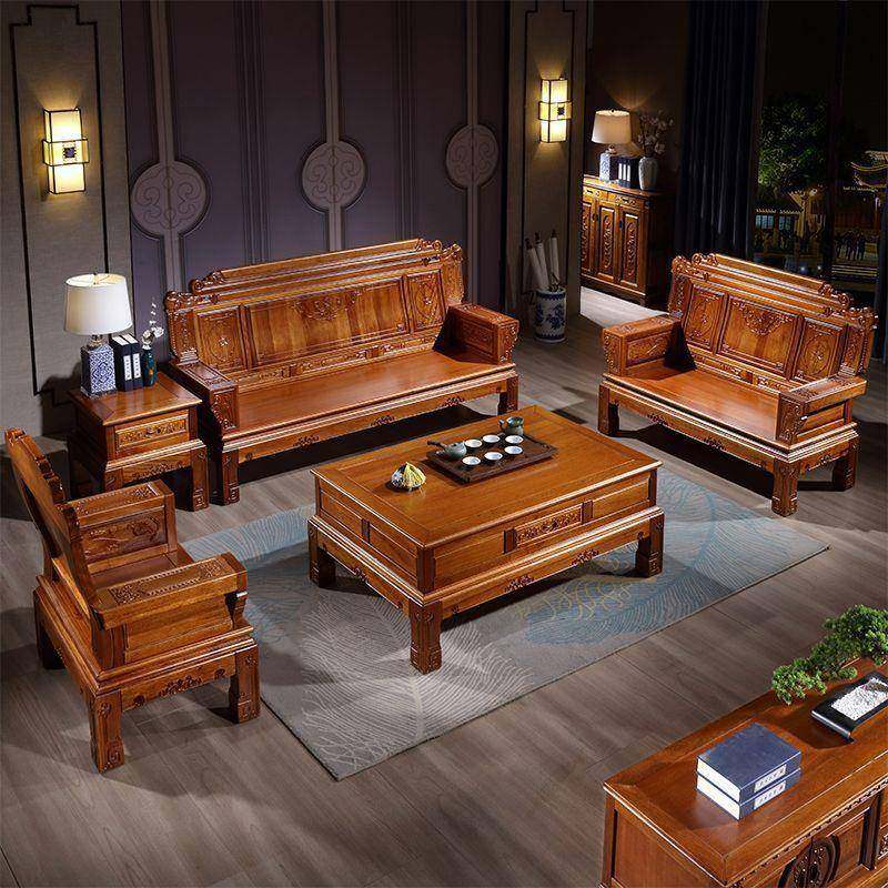 金花梨木具新中式实木沙发客厅典组合冬家夏两用新古雕花IOO别墅