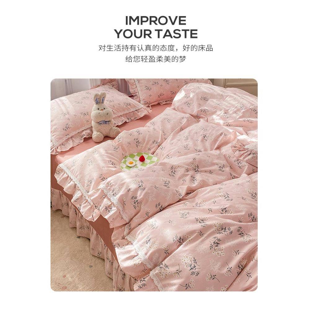 yt法式田风纯0棉四件F77JTS5J套10全棉简园约公主风荷叶边被套床