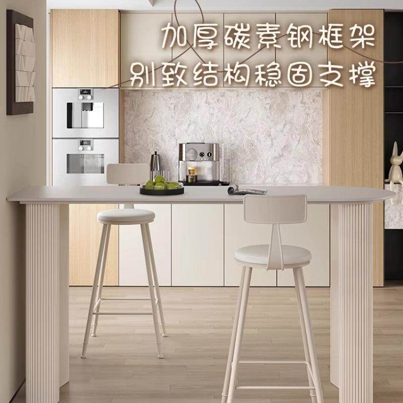 轻奢岩台板吧桌家用客厅厨房边断隔吧台阳靠墙半圆小户型高台9834