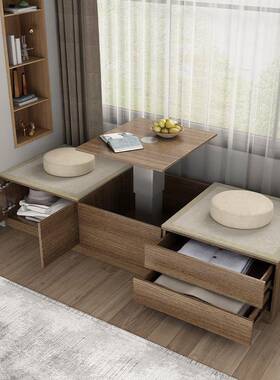 柜实飘木窗台子储物柜家用收可坐阳台纳置物柜带升降地柜矮KNY柜