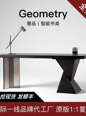 某某严选萨兰纯实木卡书桌书房A智能家用桌式子意奢极简客MXN厅轻