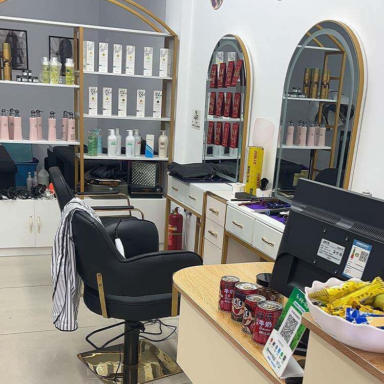 红理体发店单面镜台美发店带灯镜子发廊网专985用带柜子一剪双发