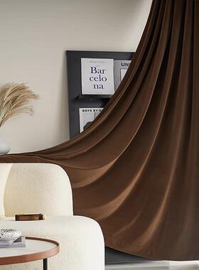 现代约时简尚奢华室厅卧卧室人字纹客绒布单色遮阳成OLB品窗帘棕