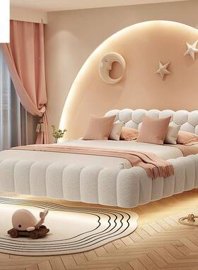 主卧布艺UGD床2x2米2意大大利奇堡悬浮法式落罗地足球米泡泡床榻