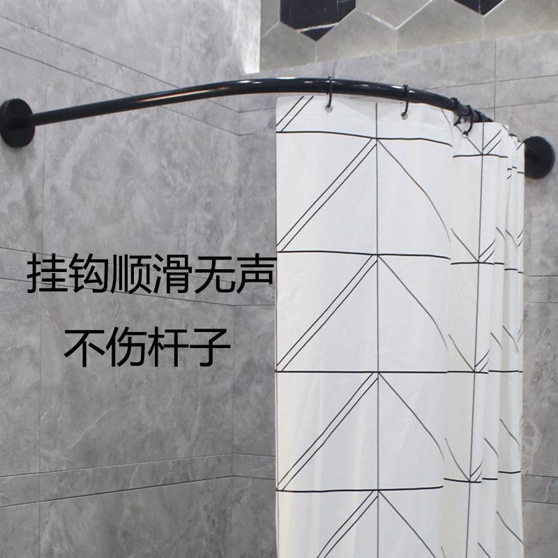 黑色弧形帘杆水白晶板FTL款色浴L形浴室杆304打不锈钢免孔一体成