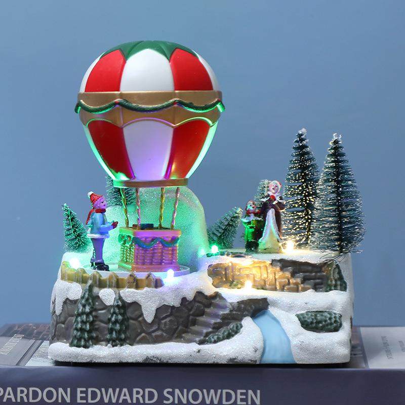 圣诞艺装热饰品FKX摆件发光音乐旋转球气圣诞老人树脂工品热销