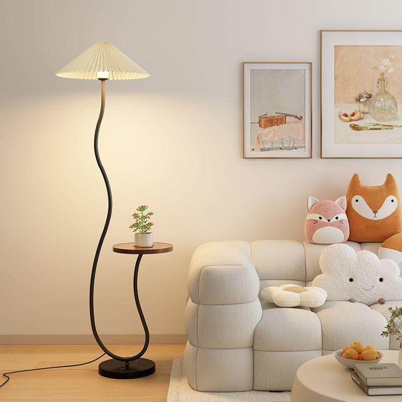 法奶油氛风落地灯边置物架一体207客厅卧室沙发式旁几艺术复古围