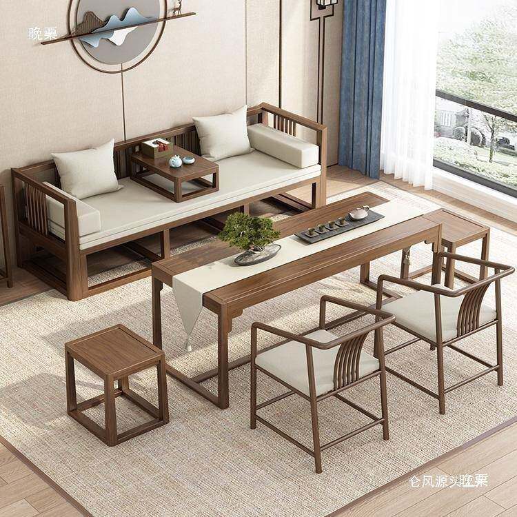 新中式实家木罗汉沙发床两垒用客厅茶桌椅组床x-08合用小户型中式