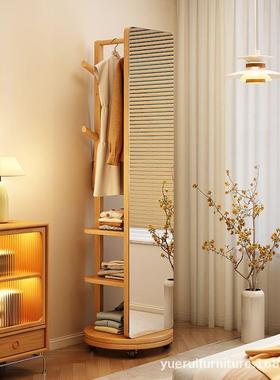 实木落地衣帽架家用可架旋转移穿SOQ衣镜挂动衣试收纳一体卧室衣