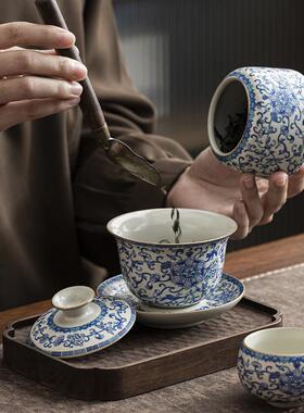 汝窑茶具套装202新JS功夫茶款家夫用办5公室高档轻奢功茶泡壶喝茶