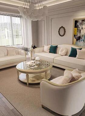 式轻奢实木沙发大小户2型美客厅19853合现代简组约豪华欧式沙发